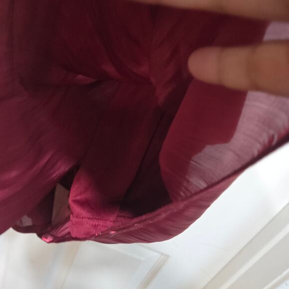 Blu Pepper Burgundy Puff Sleeve Satin Mini Dress Square Neck S - Picture 4 of 6